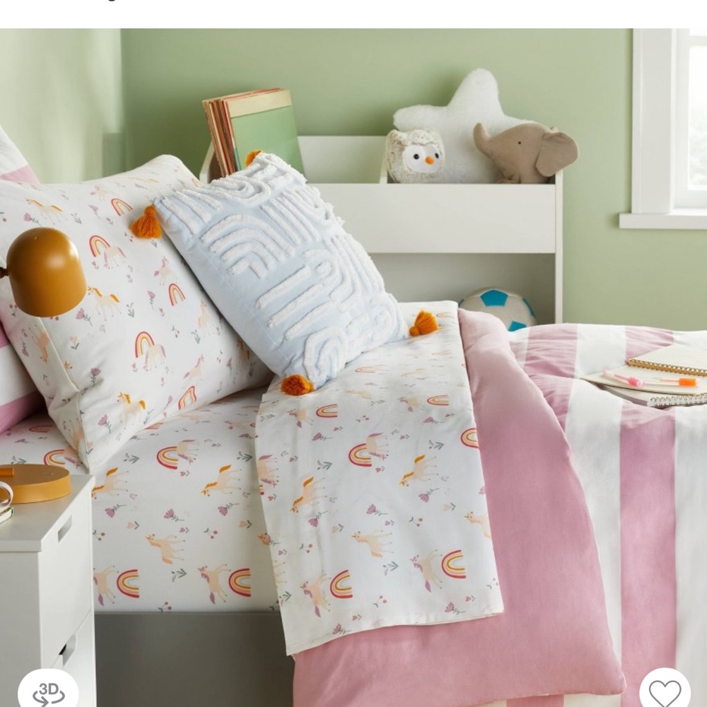 Unicorn and rainbow full Sheet Set - Pink and White